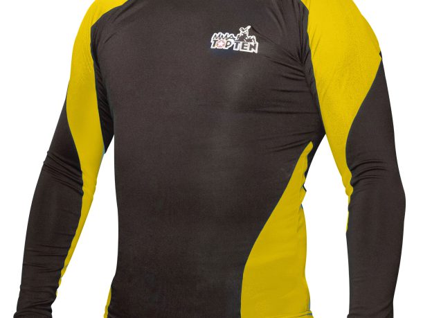 Rash Guard – manches longues, noir-jaune, taille XXL