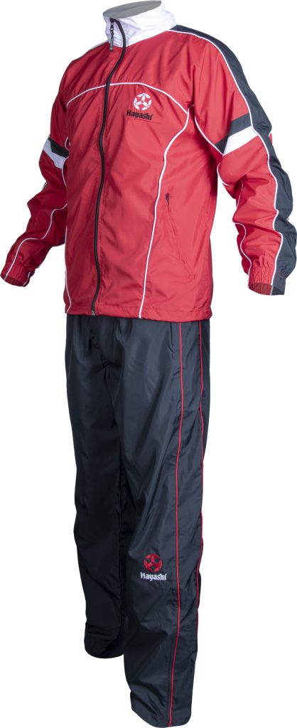 Survêtement avec pantalon d’entraînement noir – taille M = 170 cm, rouge-noir