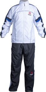 Survêtement avec pantalon d’entraînement noir pour enfants – taille 128 = 128 cm, blanc-bleu