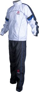 Survêtement avec pantalon d’entraînement noir pour enfants – taille 128 = 128 cm, blanc-bleu