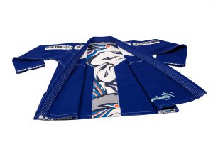 Combinaison de Jiu Jitsu Brazilian (BJJ) « Mohicans » – Taille A0 = 150 cm, bleu