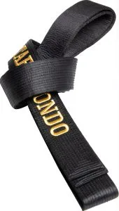 Ceinture de budo en optique brillante avec boîte (avec broderie) « TAEKWONDO »