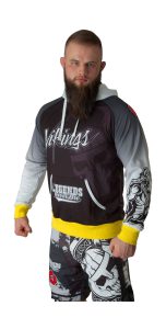 Hoodie « Vikings » – noir-blanc, taille S