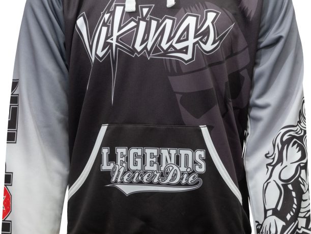 Hoodie « Vikings » – noir-blanc, taille S