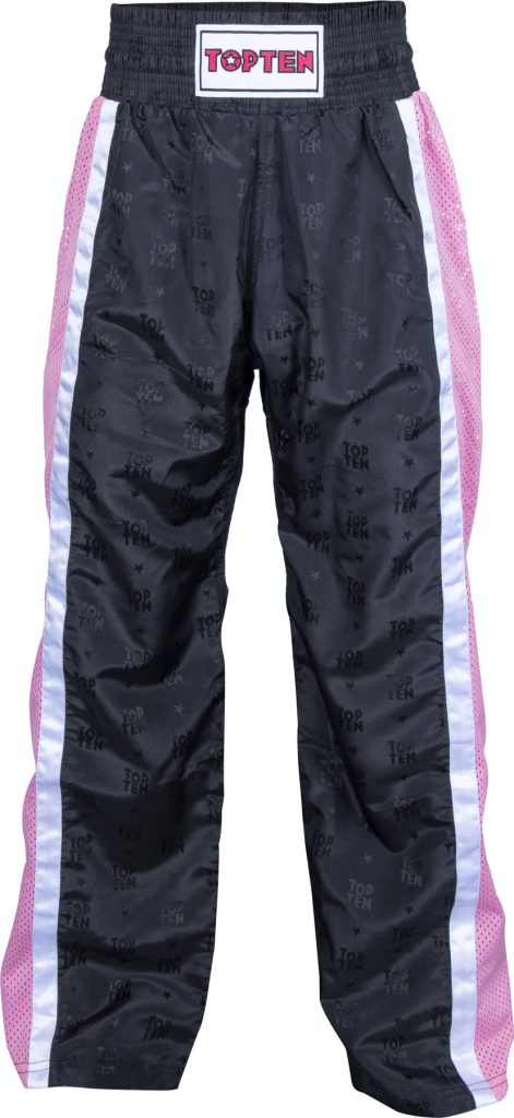 Pantalon de kickboxing « Mesh » pour enfants – taille XXS = 140 cm, noir-rose