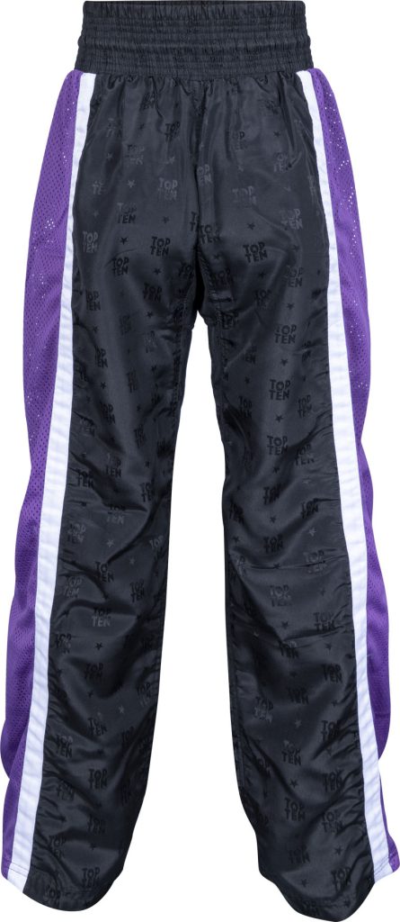 Pantalon de kickboxing « Mesh » – Taille L = 180 cm, noir-violet