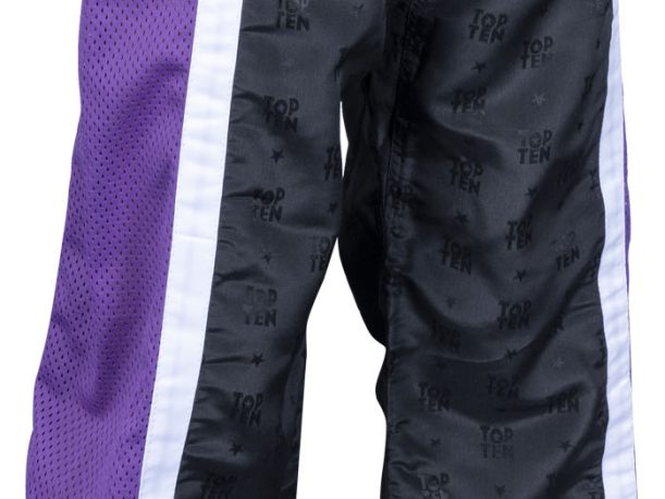 Pantalon de kickboxing « Mesh » – Taille L = 180 cm, noir-violet