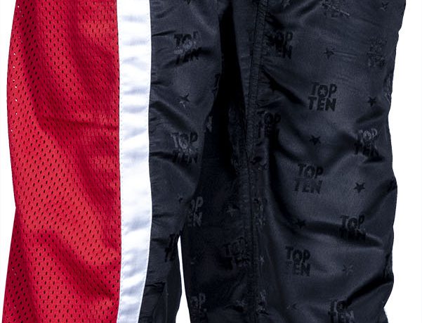 Pantalon de kickboxing « Mesh » – Taille XXL = 200 cm, noir-rouge