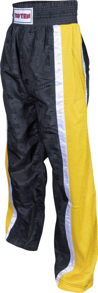 Pantalon de kickboxing « Mesh » – Taille M = 170 cm, noir-jaune