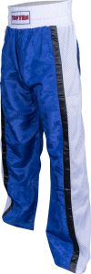 Pantalon de Kickboxing « Mesh » pour enfants – taille 130 = 130 cm, bleu-blanc