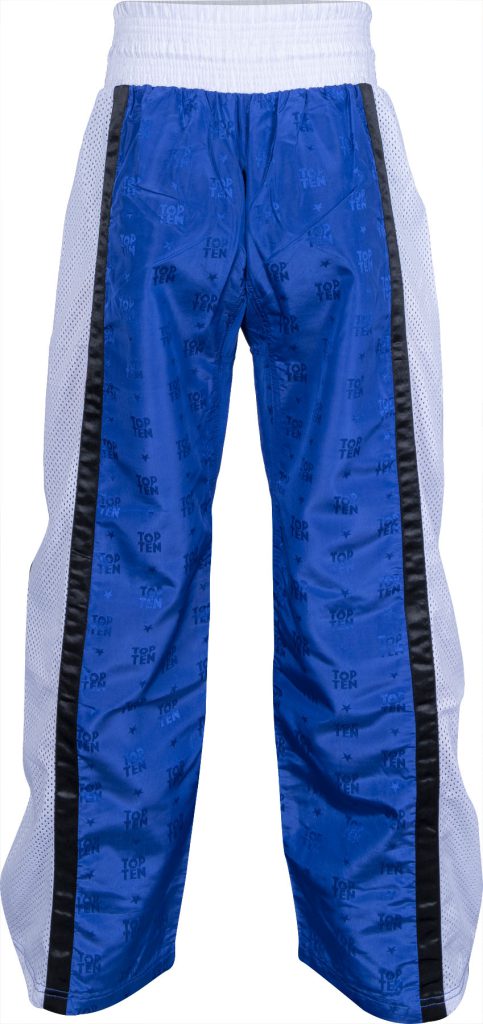 Pantalon de Kickboxing « Mesh » pour enfants – taille 130 = 130 cm, bleu-blanc