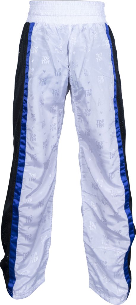 Pantalon de kickboxing « Mesh » – Taille L = 180 cm, blanc-noir