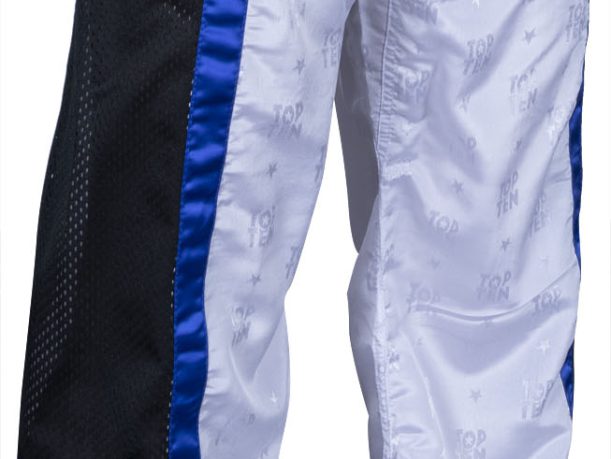 Pantalon de kickboxing « Mesh » – Taille L = 180 cm, blanc-noir