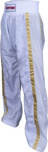 Pantalon de kickboxing « Mesh » – Taille XL = 190 cm, blanc-or