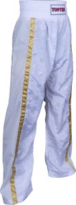 Pantalon de Kickboxing « Mesh » – Taille XXL = 200 cm, blanc-or