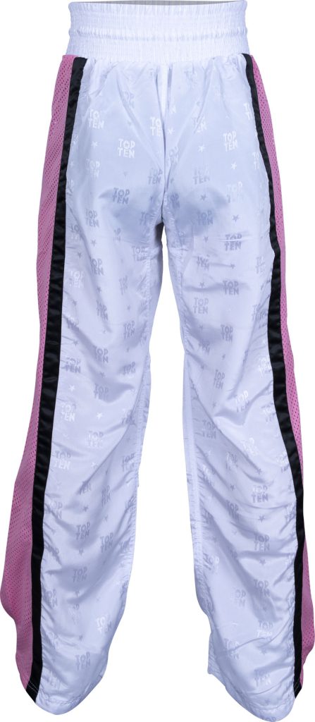 Pantalon de kickboxing « Mesh » pour enfants – taille XS = 150 cm, blanc-rose