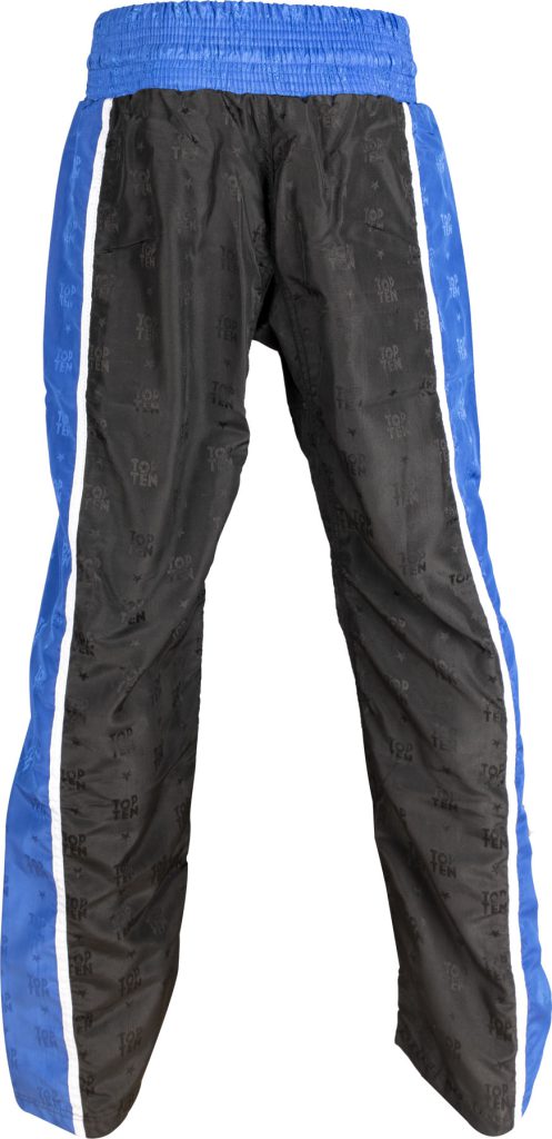 Pantalon de kickboxing « Stripes » – Taille L = 180 cm, noir-bleu