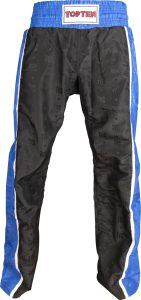 Pantalon de kickboxing « Stripes » – noir-bleu, taille XXS = 140 cm, pour enfants