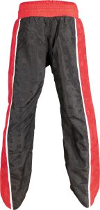 Pantalon de kickboxing « Stripes » – noir-rouge, taille XS = 150 cm, pour enfants