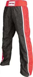 Pantalon de kickboxing « Stripes » – Taille L = 180 cm, noir-rouge