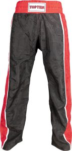 Pantalon de kickboxing « Stripes » – Taille XXL = 200 cm, noir-rouge