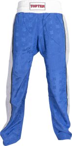 Pantalon de kickboxing « Stripes » – Taille XXL = 200 cm, bleu-blanc