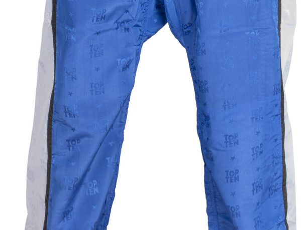 Pantalon de kickboxing « Stripes » – Taille XL = 190 cm, bleu-blanc
