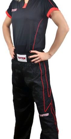 Pantalon de kickboxing – taille XL = 190 cm, noir-rouge