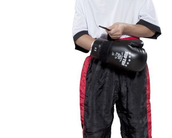 Pantalon de kickboxing « Classic » pour enfants – taille 100 = 100 cm, noir-rouge