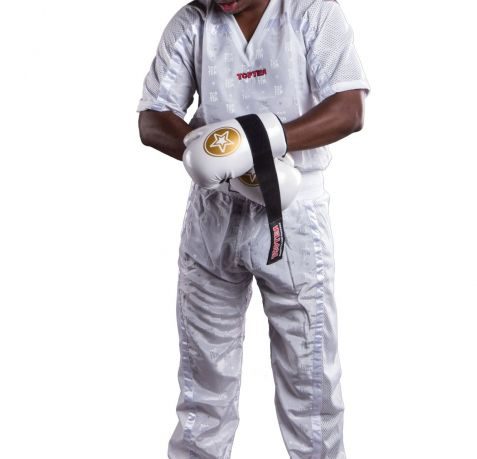 Pantalon de kickboxing « Mesh » pour enfants – taille 130 = 130 cm, blanc-blanc
