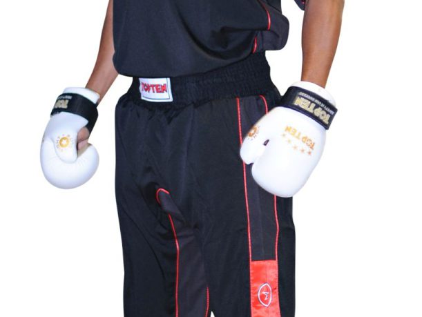 Uniforme de kickboxing « FLEXZ » – Taille XXL = 200 cm, noir-rouge