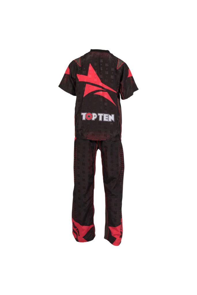 Uniforme de kickboxing « Future » pour enfants – taille XXS = 140 cm, noir-rouge