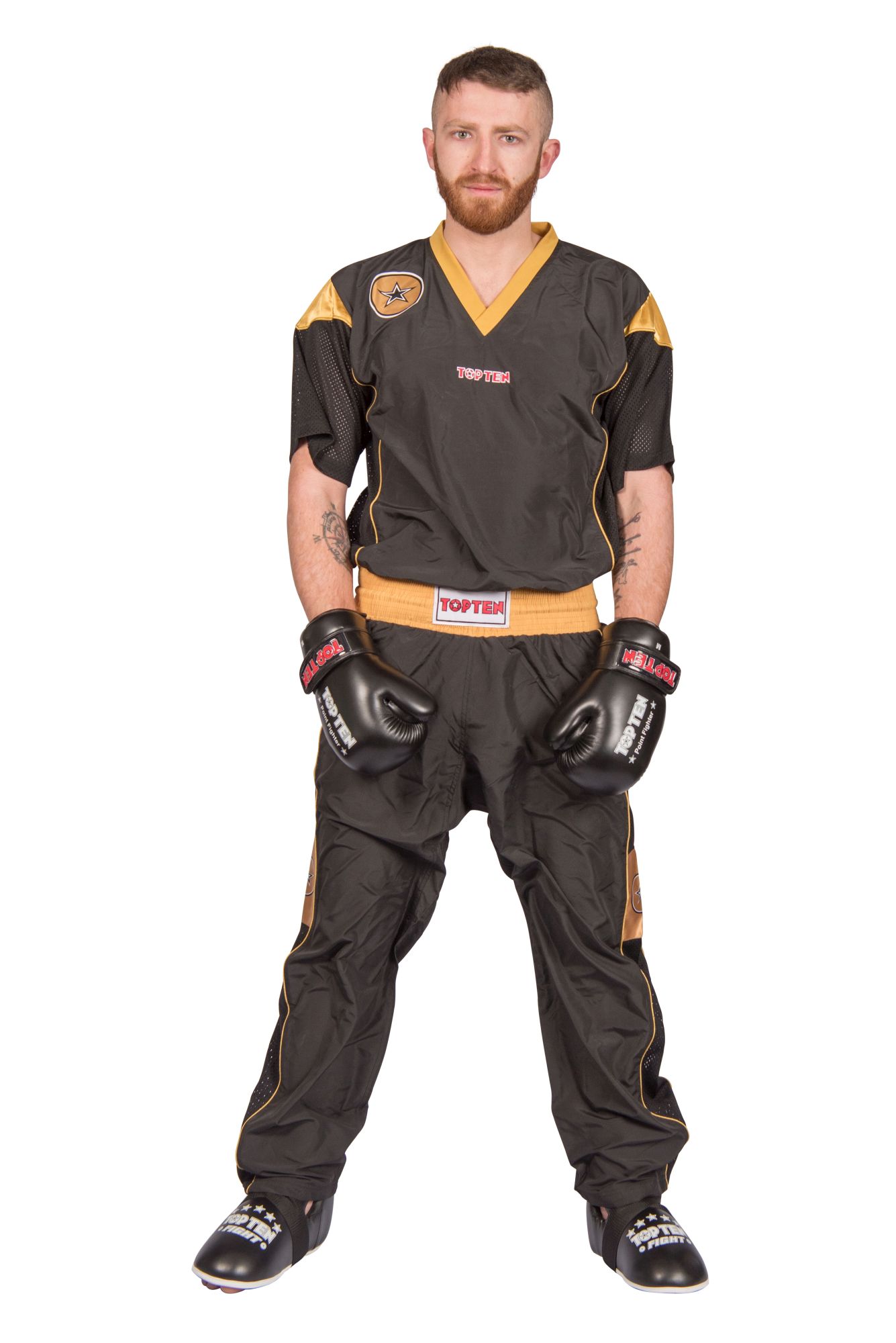 top-ten-kickboxing-uniform-star-edition-size-s-160-cm-black-gold-16861-9160 Uniforme de kickboxing « Star Edition » – Image 3