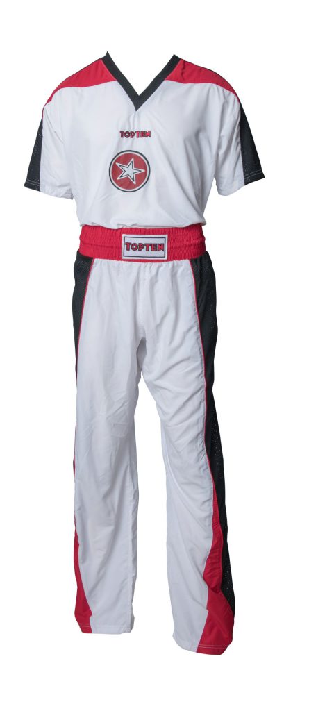 Uniforme de kickboxing « Star » pour enfants – taille 130 = 130 cm, blanc-noir