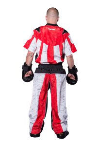 Uniforme de kickboxing « Sunrise » – Taille M = 170 cm, rouge-blanc