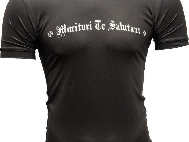 Rash Guard « Morituri Te Salutant » – manches courtes, noir, taille S