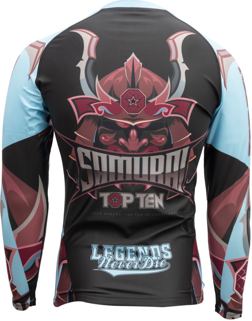 Rash Guard « Samurai » – manches longues, noir-bleu clair, taille XL