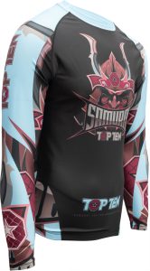 Rash Guard « Samurai » – manches longues, noir-bleu clair, taille L