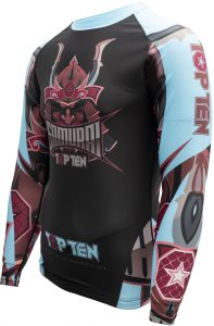 Rash Guard « Samurai » – manches longues, noir-bleu clair, taille XL