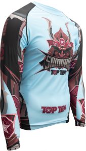 Rash Guard « Samurai » – manches longues, bleu clair-noir, taille XXL