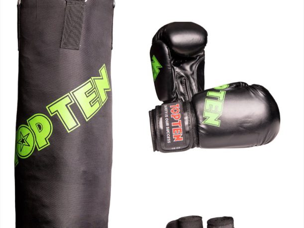 Set de boxe « Complete » – noir-vert, 100 cm