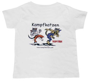 T-shirt pour enfants « Kampfkatzen » pour enfants – taille 116 = 116 cm, blanc