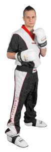 Pantalon de kickboxing – taille XL = 190 cm, noir-blanc