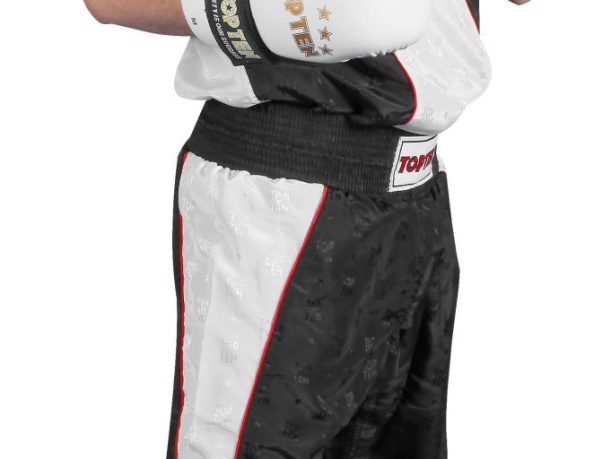 Pantalon de kickboxing – taille XXL = 200 cm, noir-blanc