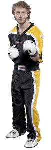 T-shirt avec col en V pour le kickboxing « Veste de kickboxing Mesh » – noir-jaune, taille XL