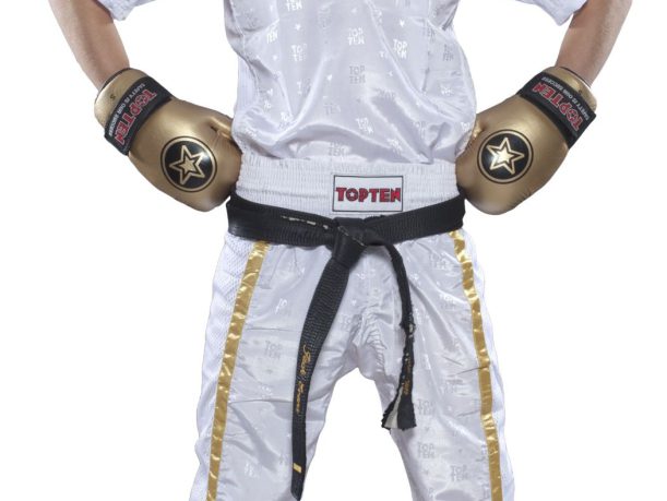 T-shirt avec col en V pour le kickboxing « Veste de kickboxing Mesh » – blanc-or, taille 130