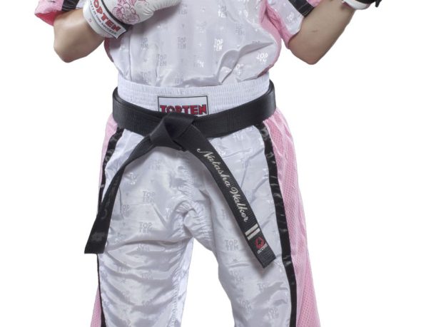 T-shirt avec col en V pour le kickboxing « Veste de kickboxing Mesh » – blanc-rose, taille XXS