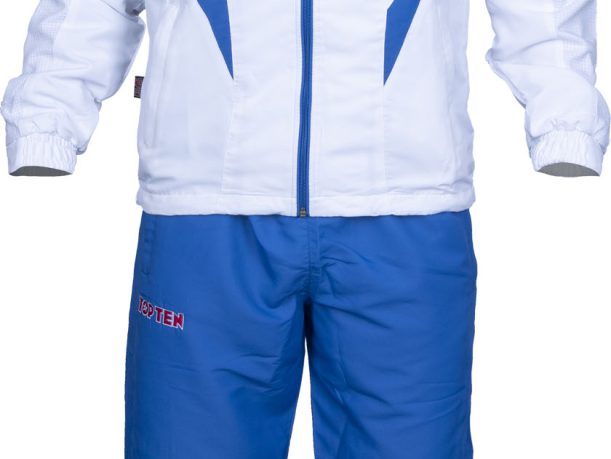 Tenue de fitness « Premium Quality » avec pantalon bleu – taille M = 170 cm, blanc-bleu