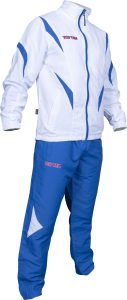 Tenue de fitness « Premium Quality » avec pantalon bleu pour enfants – taille 152 = 152 cm, blanc-bleu