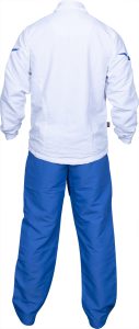 Tenue de fitness « Premium Quality » avec pantalon bleu – taille M = 170 cm, blanc-bleu